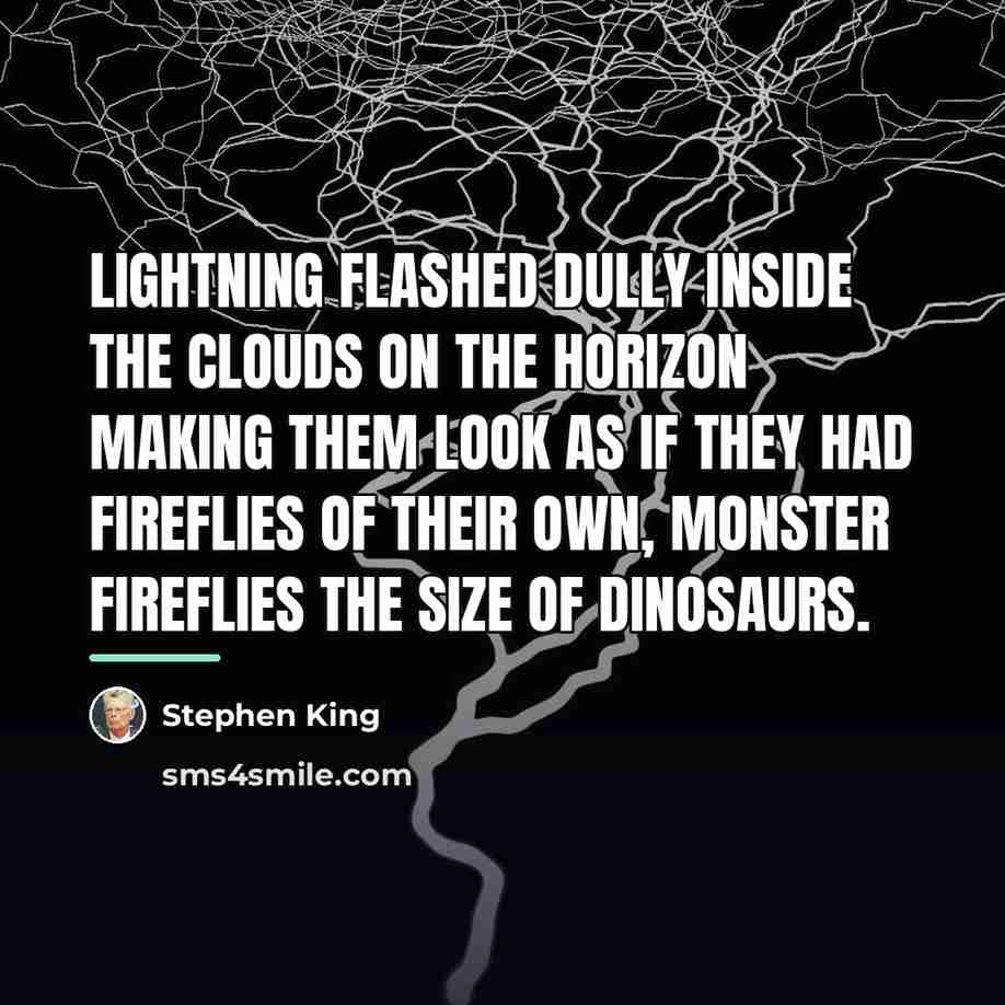 “Lightning flashed dully inside the clouds on the horizon making…” quote by Stephen King