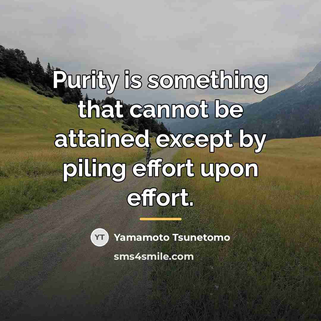 “Purity is something that cannot be attained except by piling…” quote by Yamamoto Tsunetomo