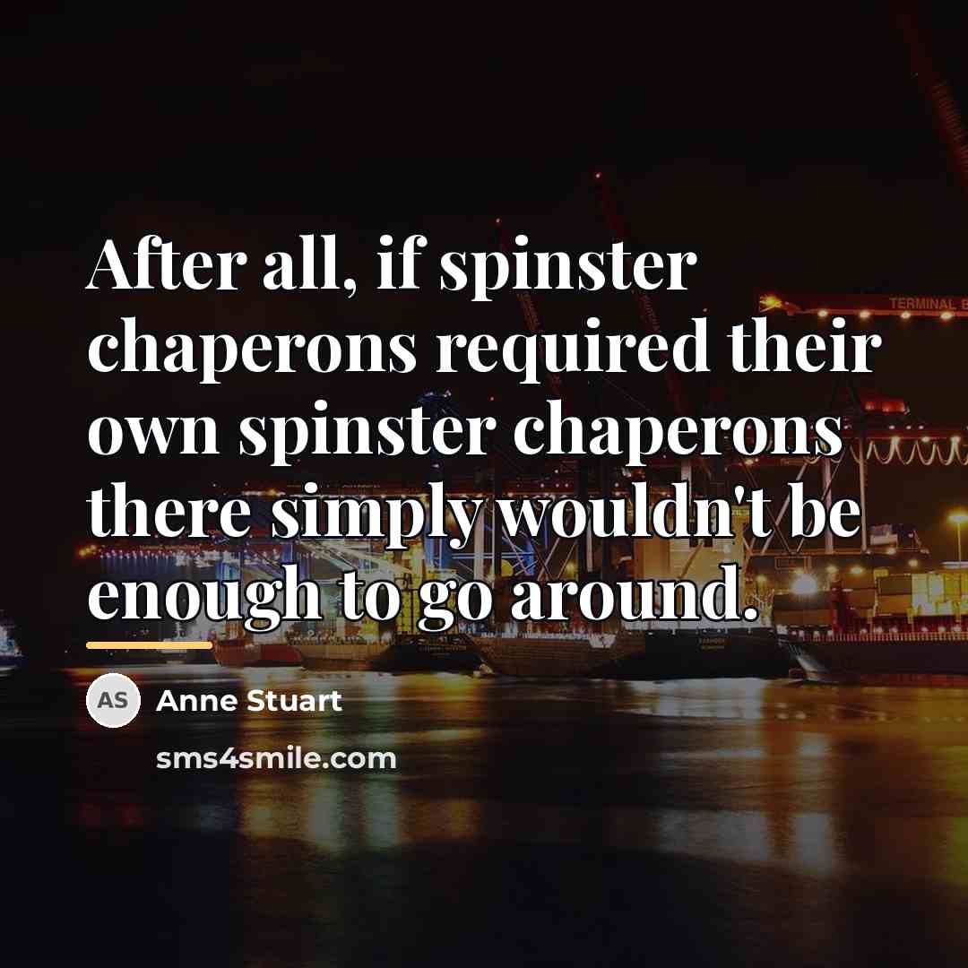 “After all, if spinster chaperons required their own spinster chaperons…” quote by Anne Stuart