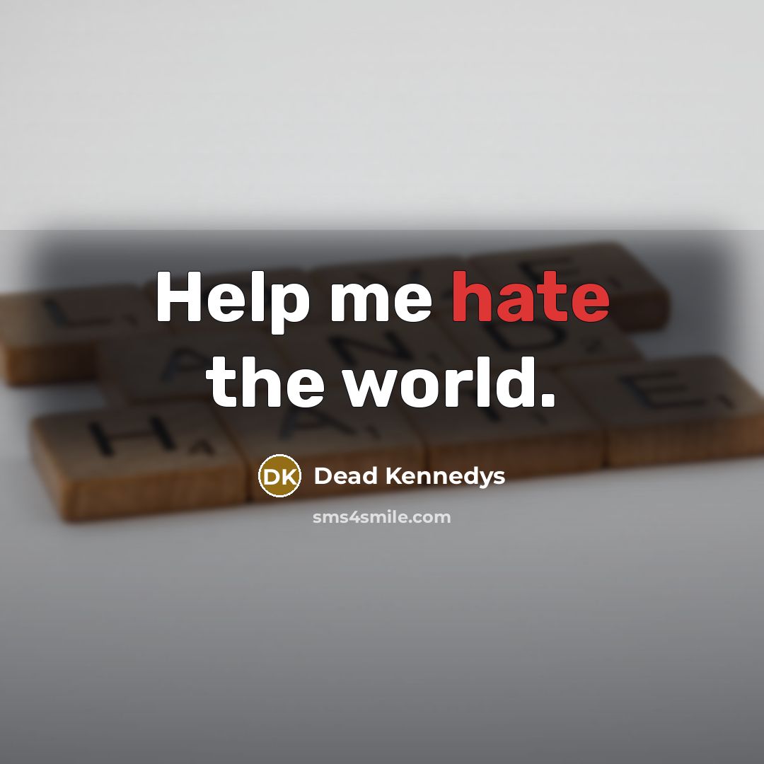 “Help me hate the world.” quote by Dead Kennedys