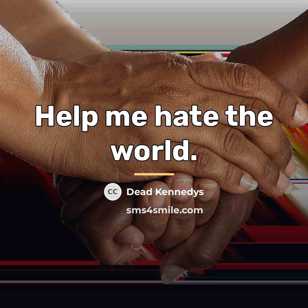 “Help me hate the world.…” quote by Dead Kennedys