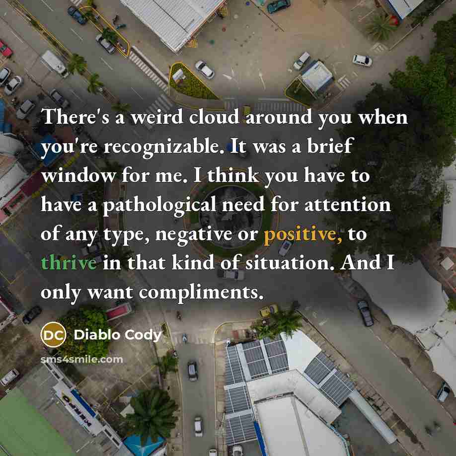 “There's a weird cloud around you when you're recognizable. It…” quote by Diablo Cody