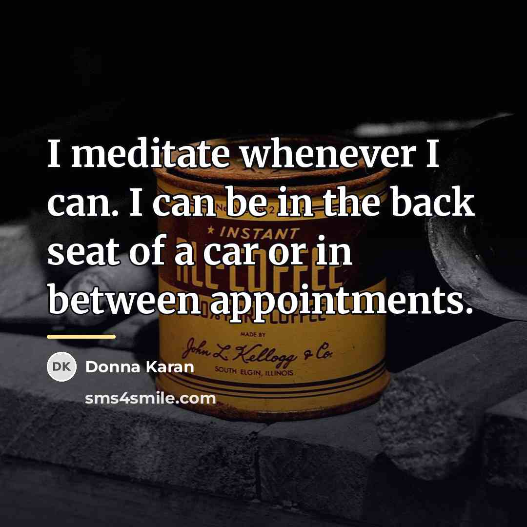 “I meditate whenever I can. I can be in the…” quote by Donna Karan