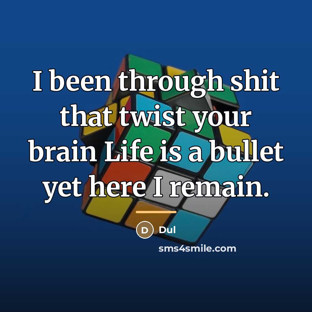 “I been through shit that twist your brain Life is…” quote by Dul