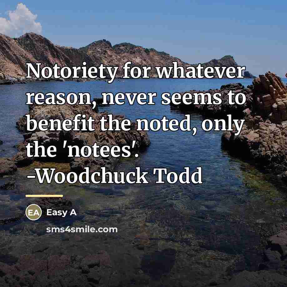 “Notoriety for whatever reason, never seems to benefit the noted,…” quote by Easy A