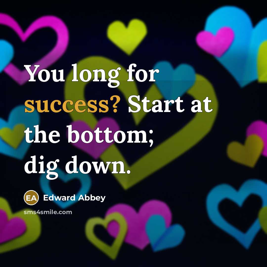 “You long for success? Start at the bottom; dig down.…” quote by Edward Abbey