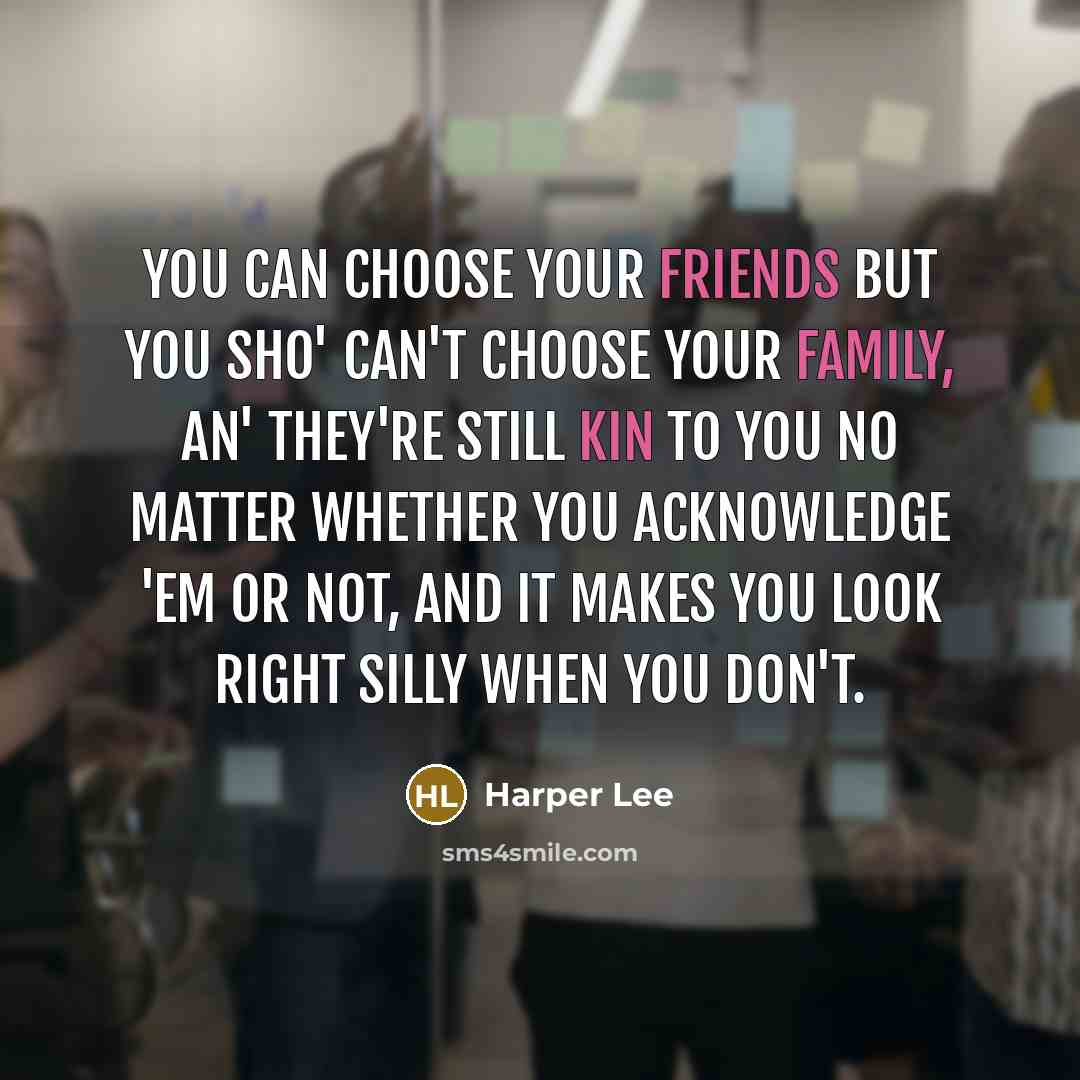 “You can choose your friends but you sho' can't choose…” quote by Harper Lee