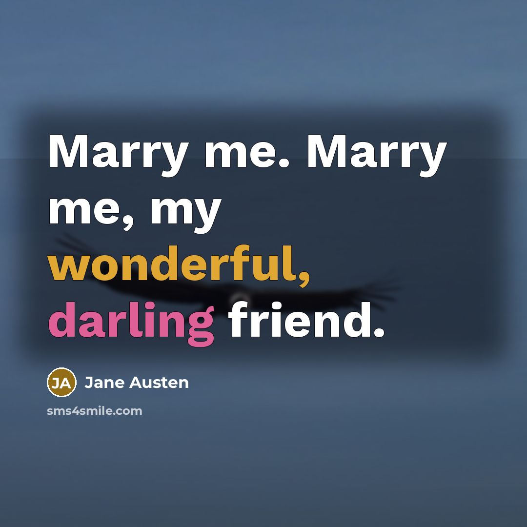 “Marry me. Marry me, my wonderful, darling friend.…” quote by Jane Austen