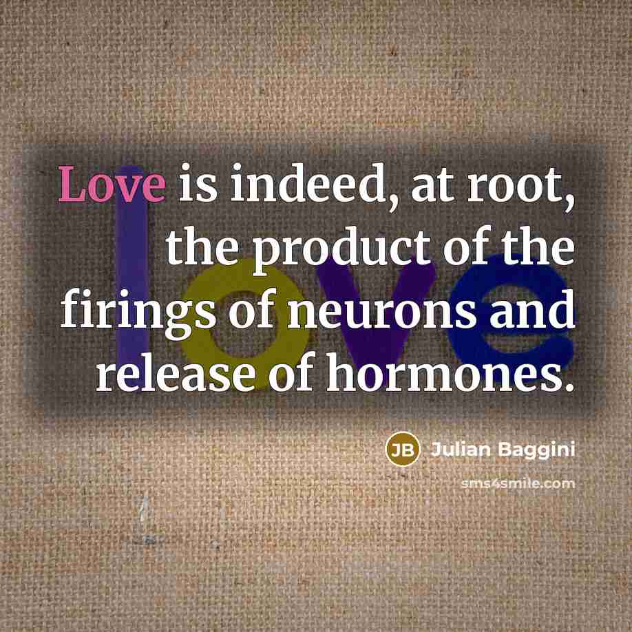 “Love is indeed, at root, the product of the firings…” quote by Julian Baggini
