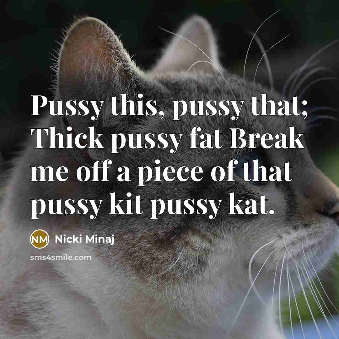 “Pussy this, pussy that; Thick pussy fat Break me off…” quote by Nicki Minaj