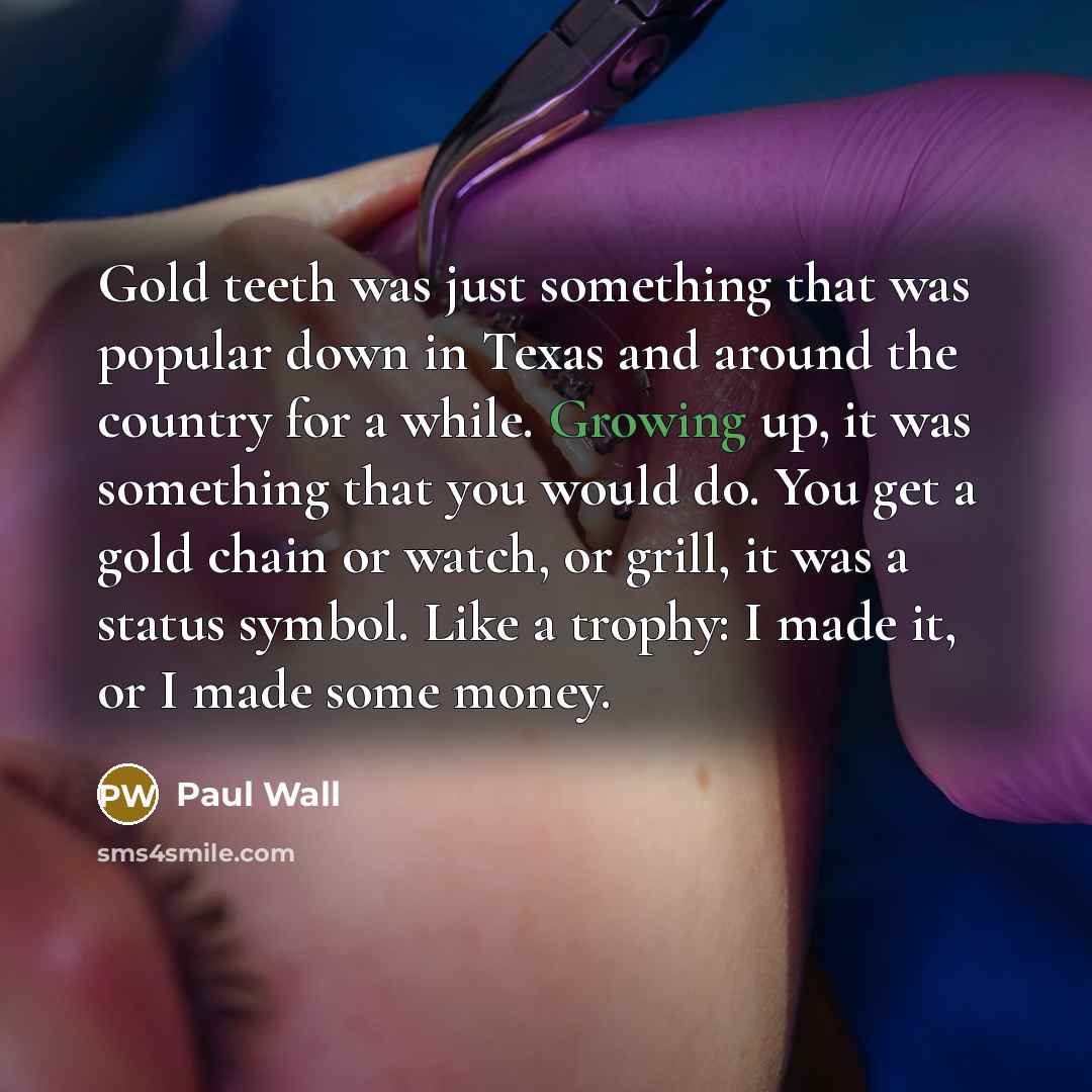 “Gold teeth was just something that was popular down in…” quote by Paul Wall