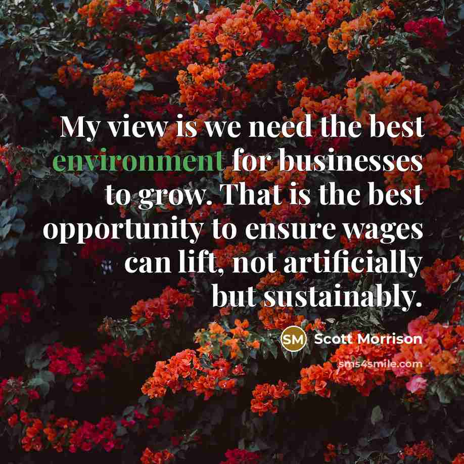 “My view is we need the best environment for businesses…” quote by Scott Morrison