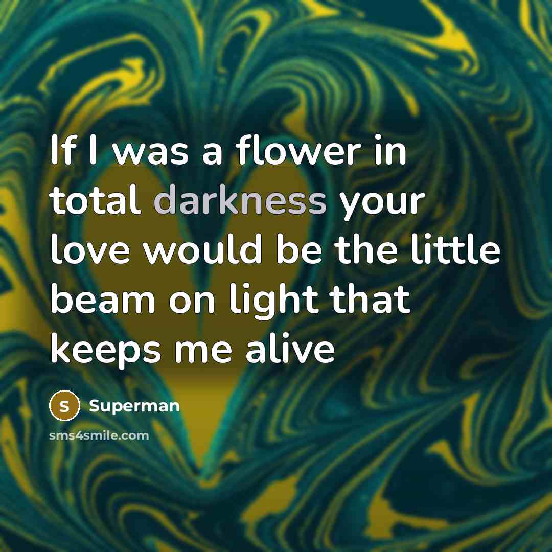 “If I was a flower in total darkness your love…” quote by Superman