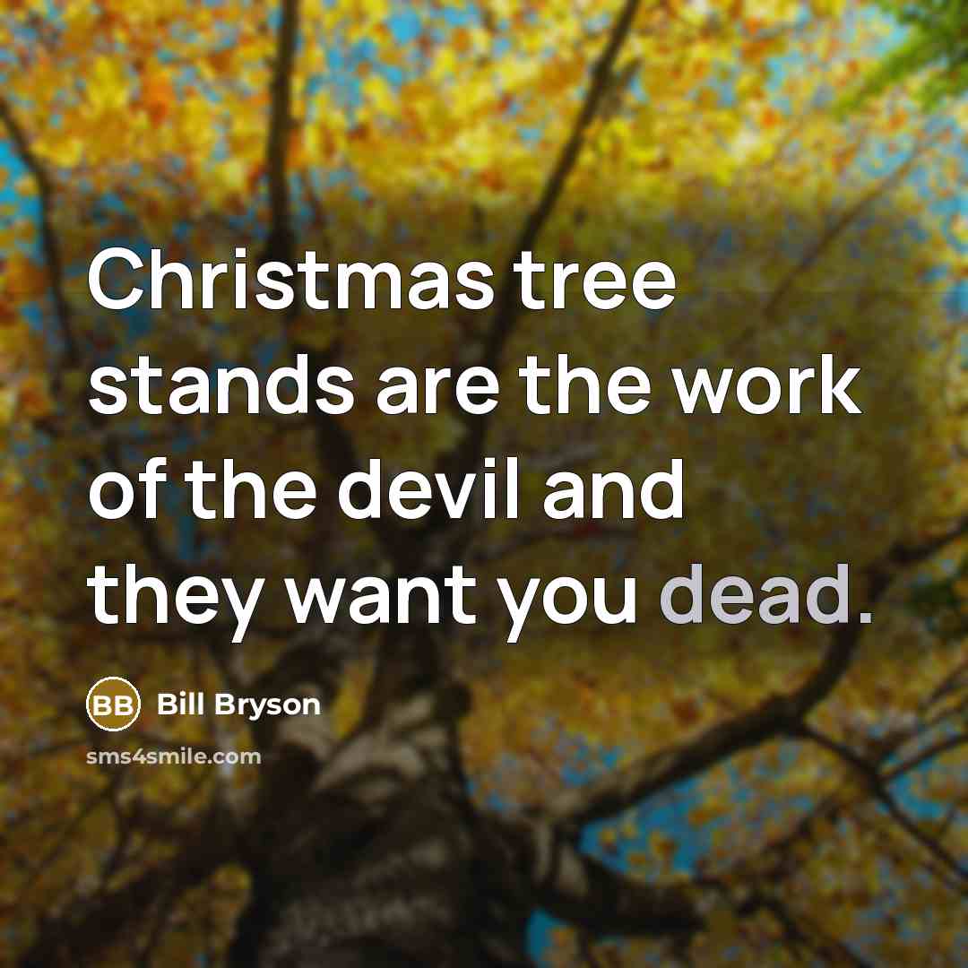 “Christmas tree stands are the work of the devil and…” quote by Bill Bryson