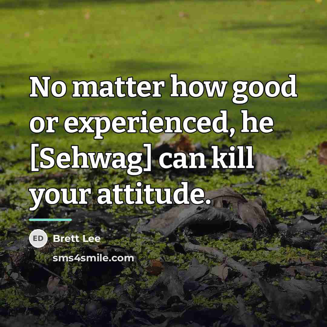 “No matter how good or experienced, he [Sehwag] can kill…” quote by Brett Lee