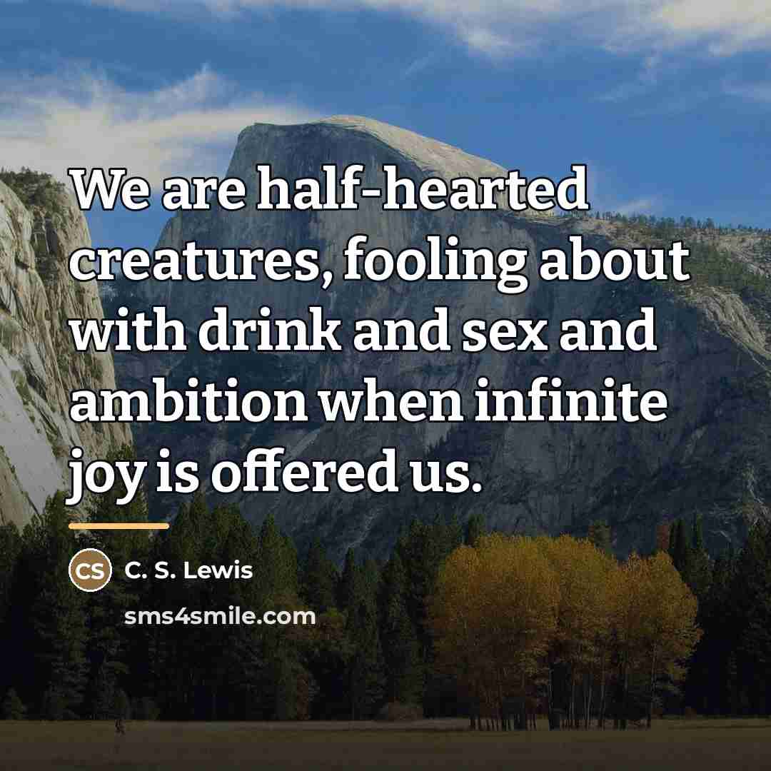 “We are half-hearted creatures, fooling about with drink and sex…” quote by C. S. Lewis
