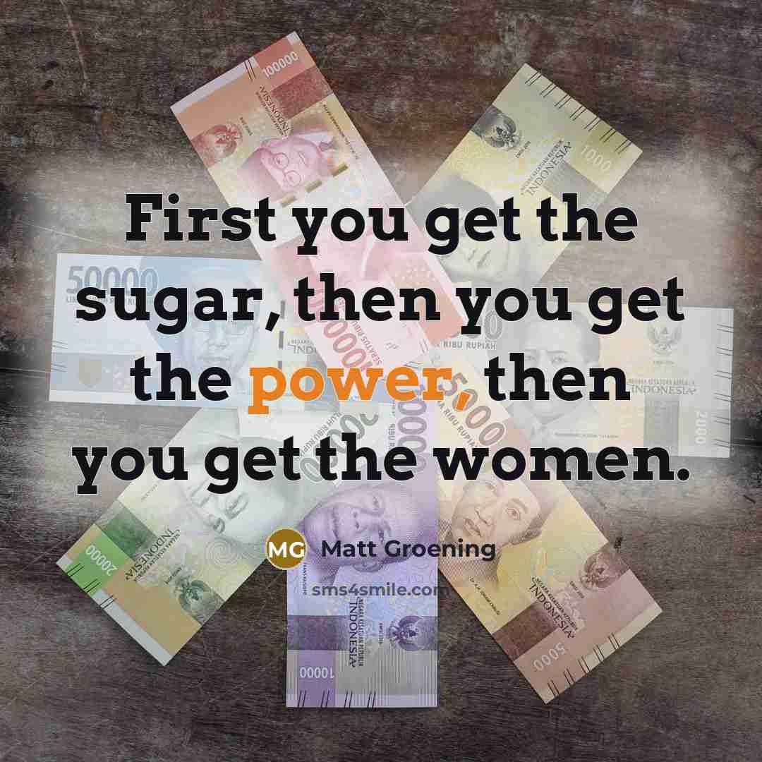 “First you get the sugar, then you get the power,…” quote by Matt Groening
