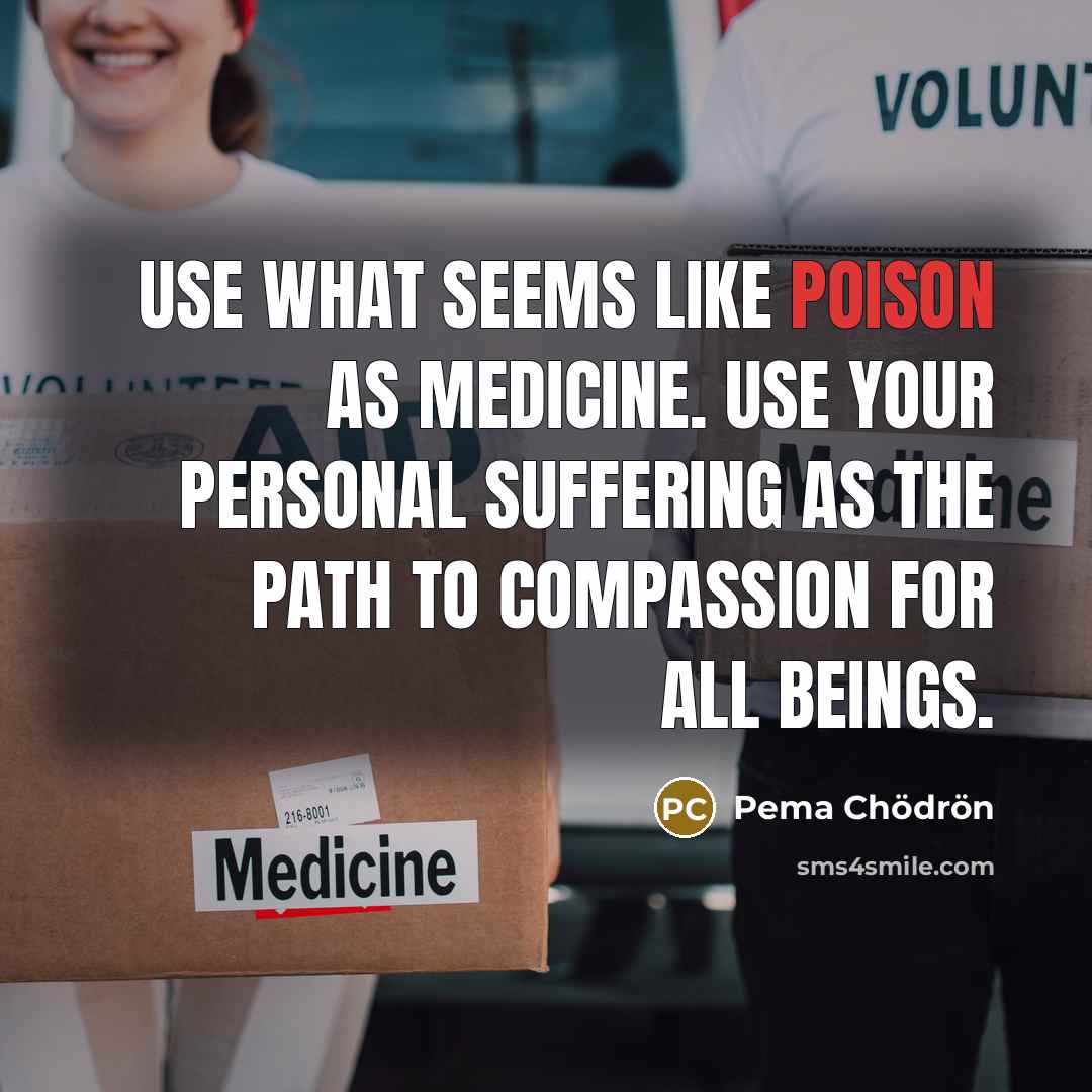 “Use what seems like poison as medicine. Use your personal…” quote by Pema Chodron