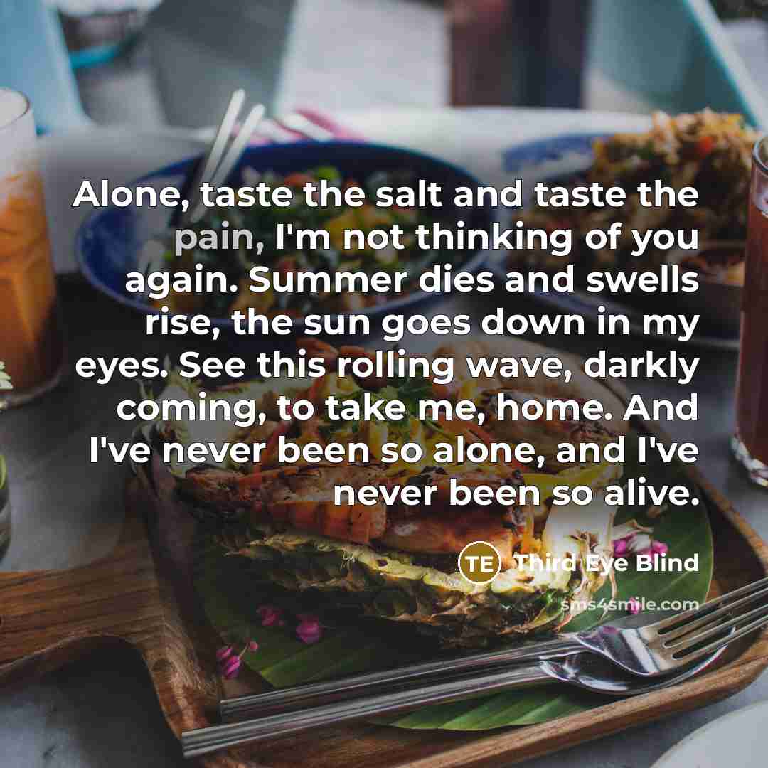 “Alone, taste the salt and taste the pain, I'm not…” quote by Third Eye Blind