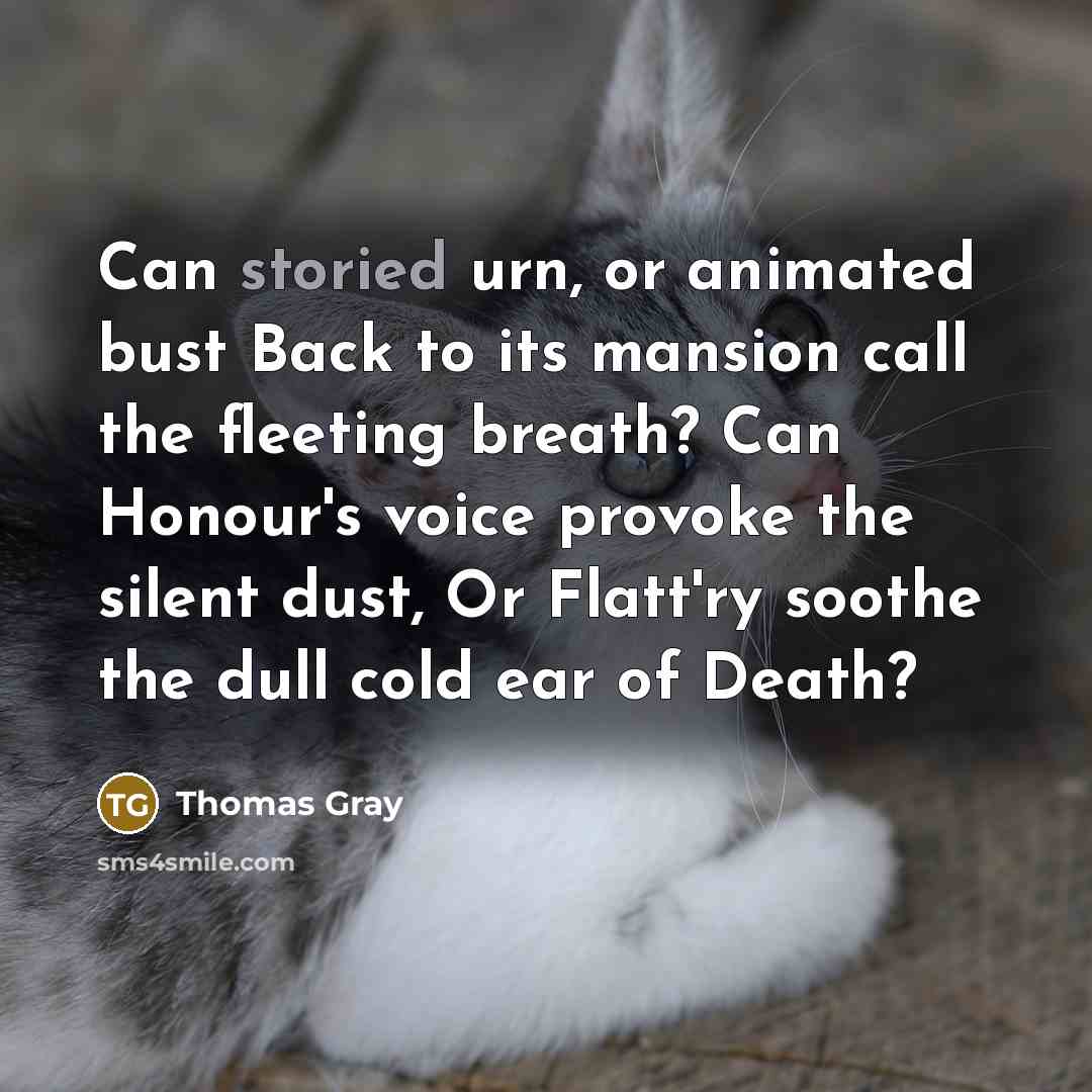 “Can storied urn, or animated bust Back to its mansion…” quote by Thomas Gray