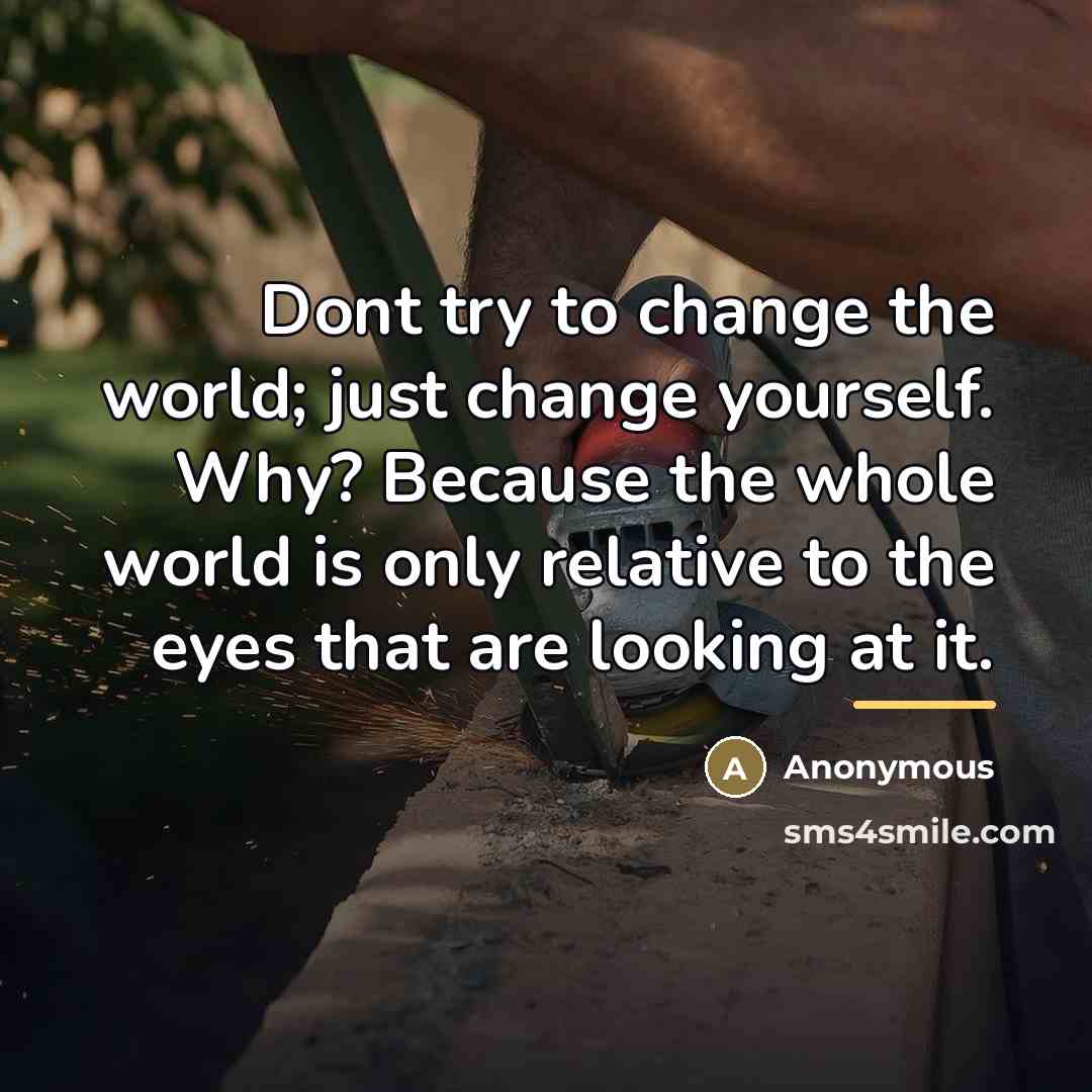 “Dont try to change the world; just change yourself. Why?…” quote by Anonymous