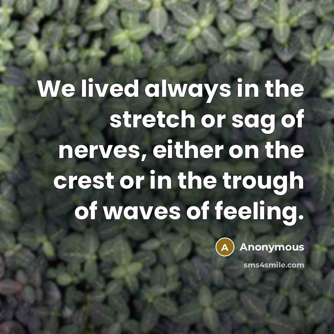 “We lived always in the stretch or sag of nerves,…” quote by Anonymous