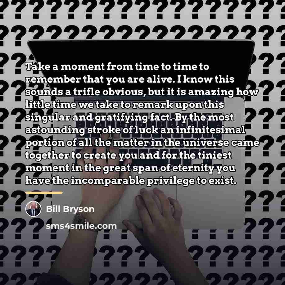 “Take a moment from time to time to remember that…” quote by Bill Bryson
