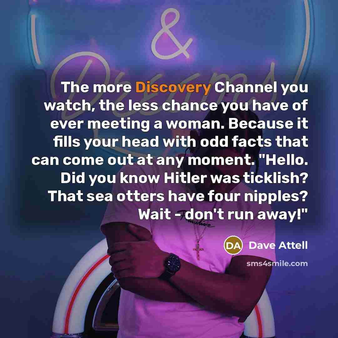 “The more Discovery Channel you watch, the less chance you…” quote by Dave Attell