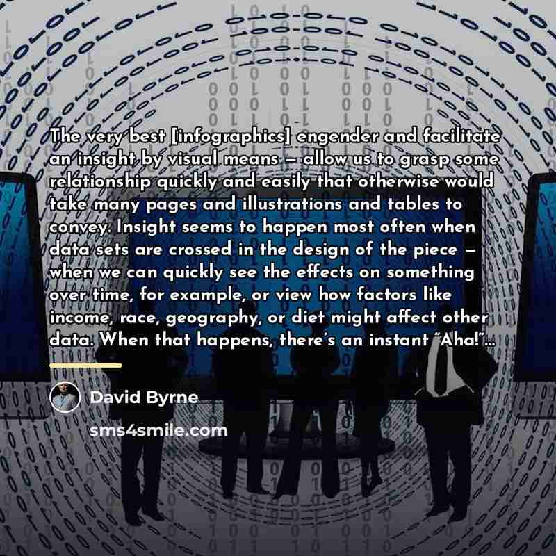 “The very best [infographics] engender and facilitate an insight by…” quote by David Byrne