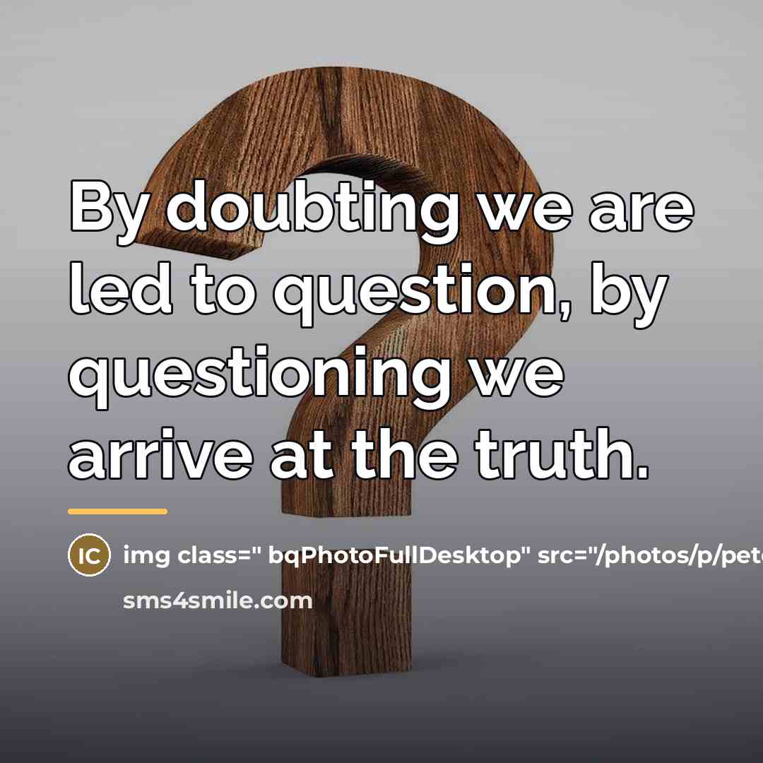 “By doubting we are led to question, by questioning we…” quote by Anonymous