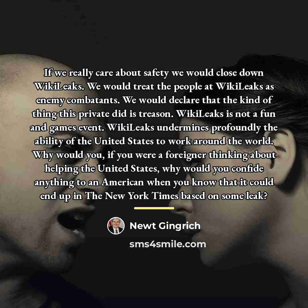 “If we really care about safety we would close down…” quote by Newt Gingrich