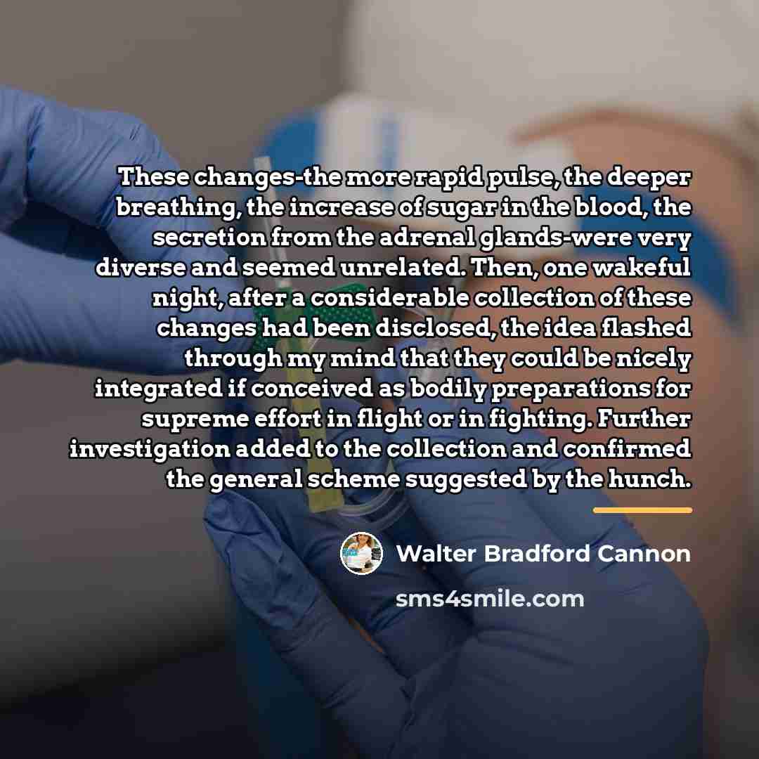 “These changes-the more rapid pulse, the deeper breathing, the increase…” quote by Walter Bradford Cannon