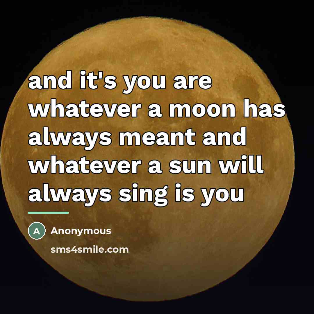 “and it's you are whatever a moon has always meant…” quote by Anonymous