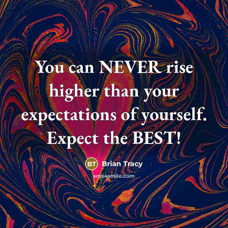 “You can NEVER rise higher than your expectations of yourself.…” quote by Brian Tracy