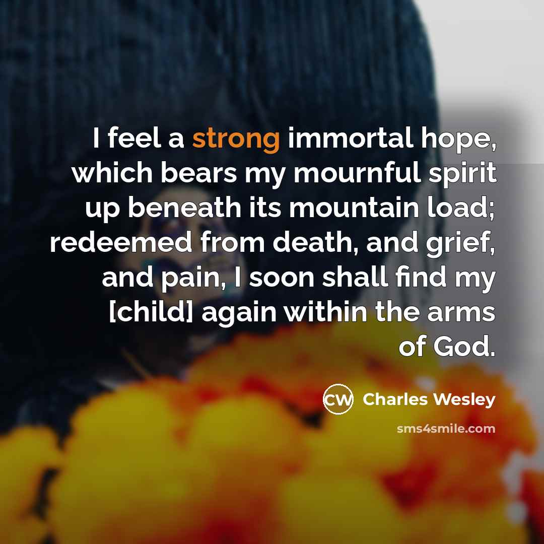 “I feel a strong immortal hope, which bears my mournful…” quote by Charles Wesley