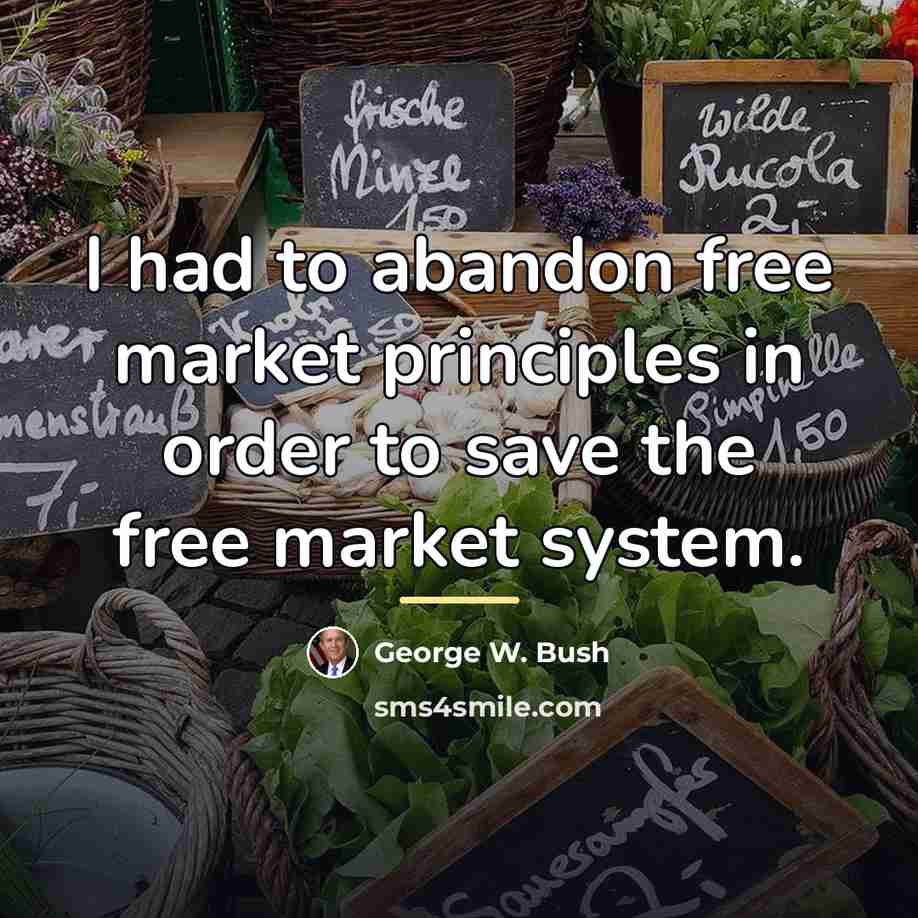 “I had to abandon free market principles in order to…” quote by George W. Bush