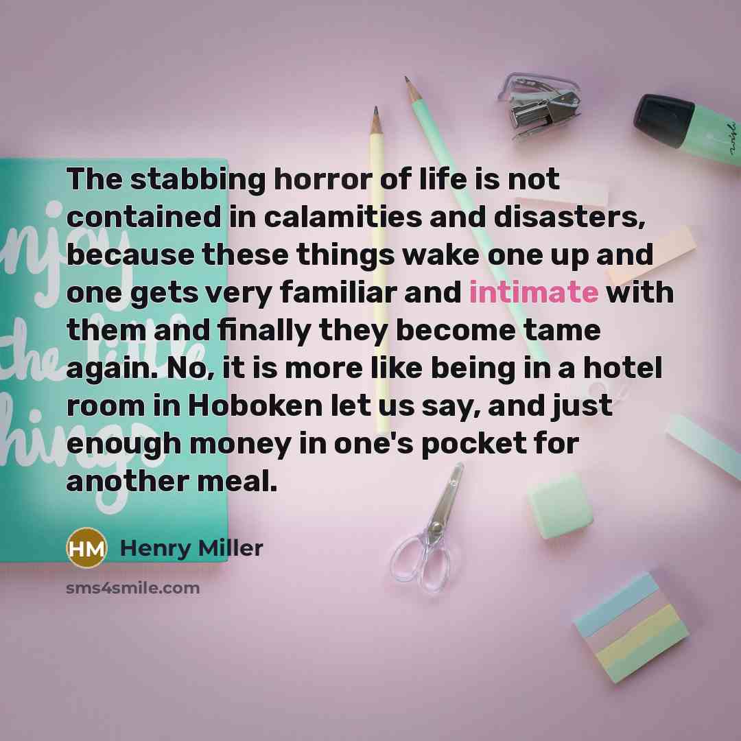 “The stabbing horror of life is not contained in calamities…” quote by Henry Miller