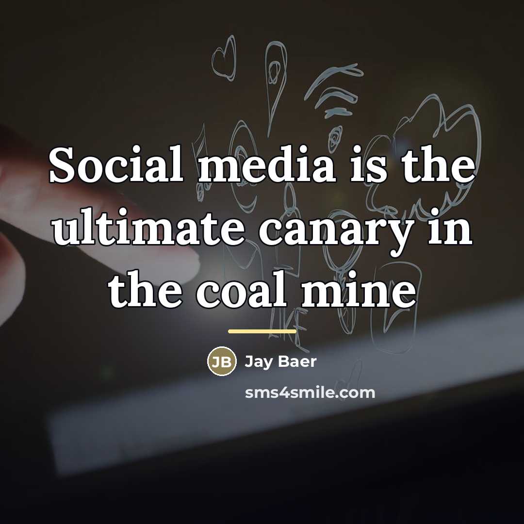 “Social media is the ultimate canary in the coal mine…” quote by Jay Baer