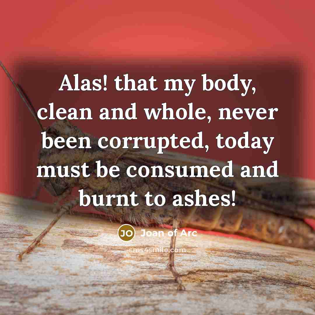 “Alas! that my body, clean and whole, never been corrupted,…” quote by Joan of Arc