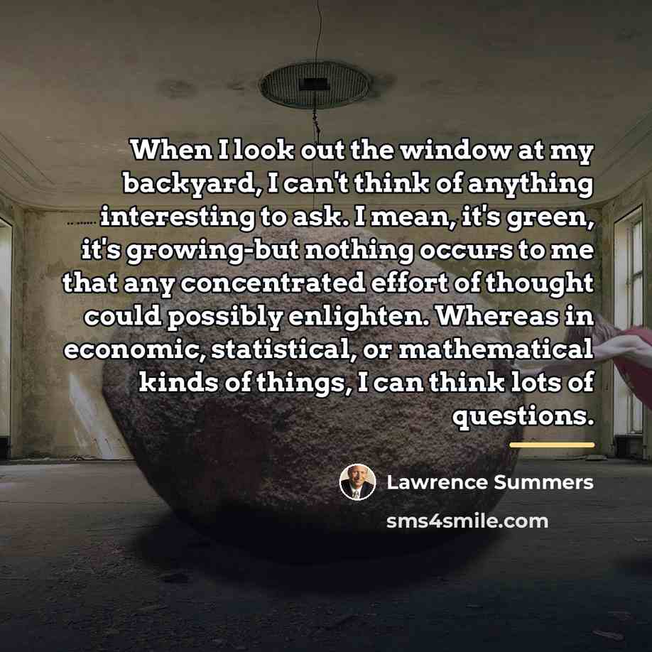 “When I look out the window at my backyard, I…” quote by Lawrence Summers
