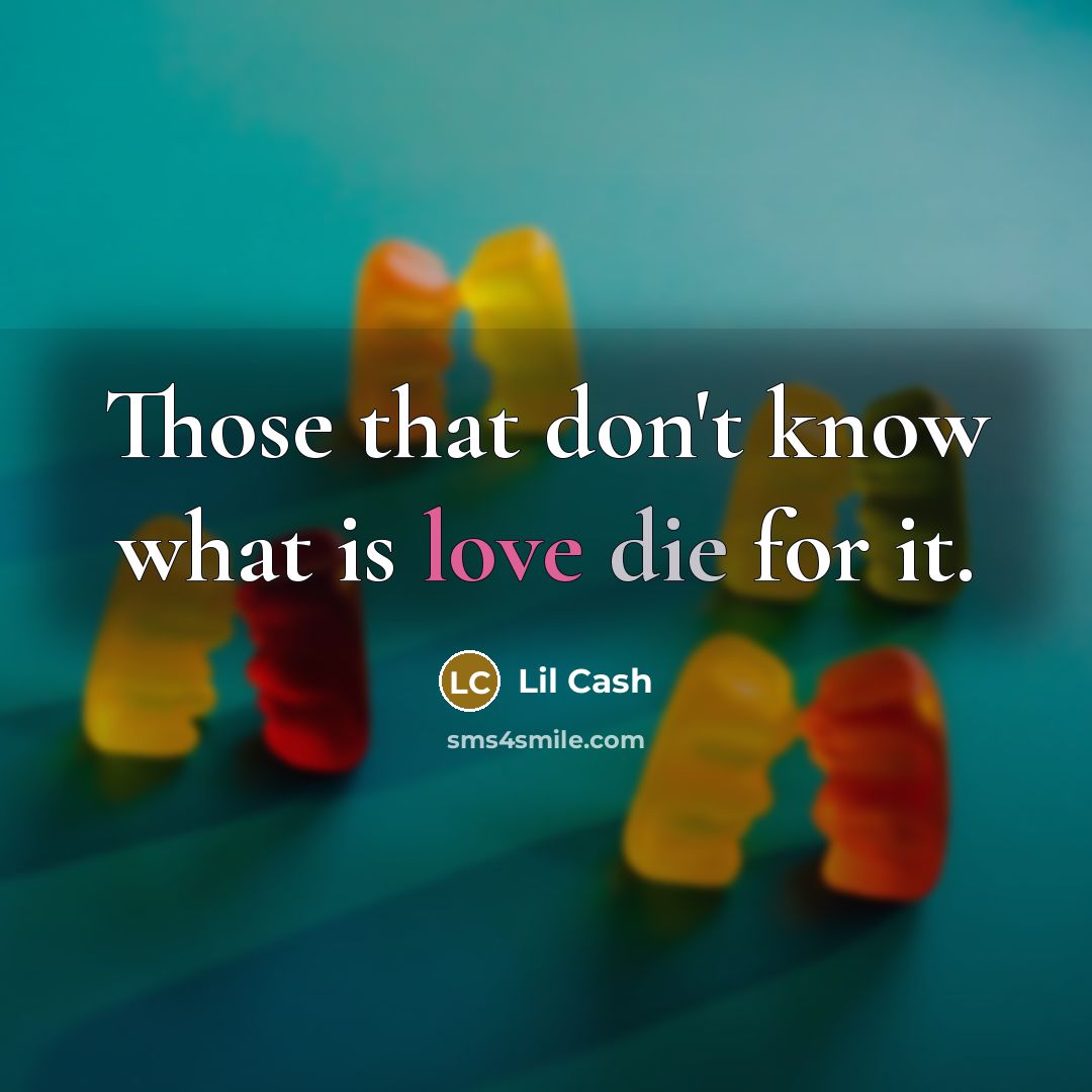 “Those that don't know what is love die for it.” quote by Lil Cash