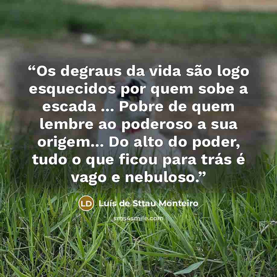 “Os degraus da vida são logo esquecidos por quem sobe a escada ... Pobre de quem lembre ao poderoso a sua origem... Do alto do poder, tudo o que ficou para trás é vago e nebuloso.” quote by Luís de Sttau Monteiro