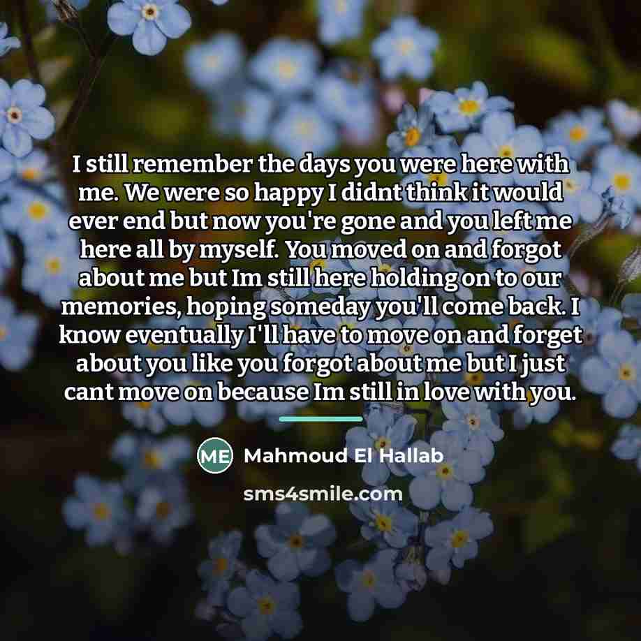 “I still remember the days you were here with me.…” quote by Mahmoud El Hallab