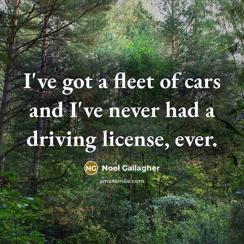 “I've got a fleet of cars and I've never had…” quote by Noel Gallagher
