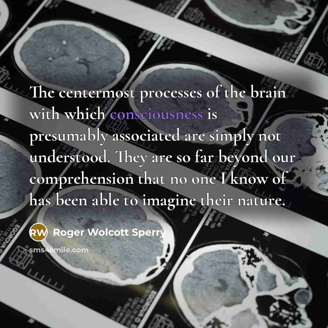 “The centermost processes of the brain with which consciousness is…” quote by Roger Wolcott Sperry