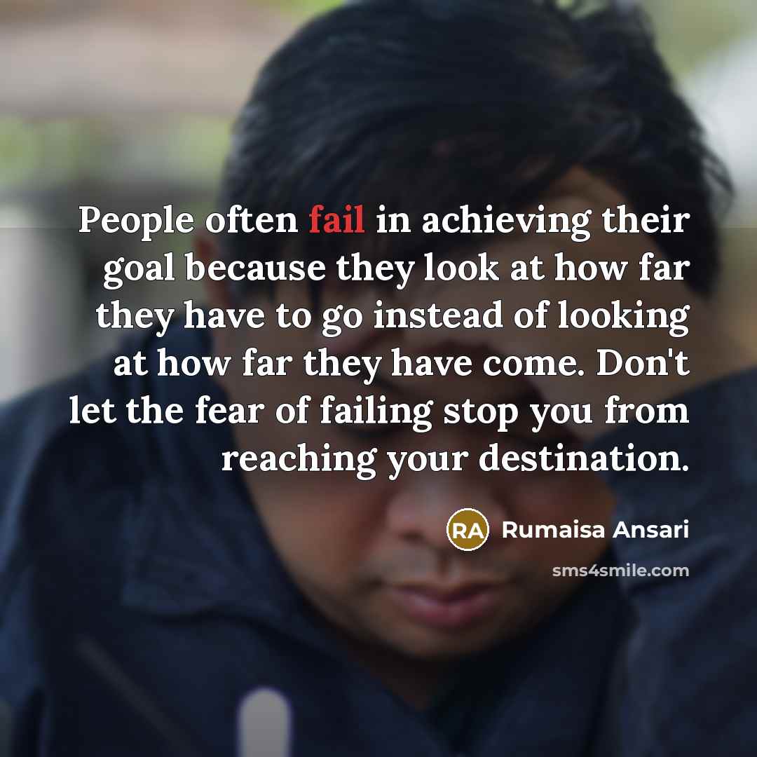 “People often fail in achieving their goal because they look…” quote by Rumaisa Ansari