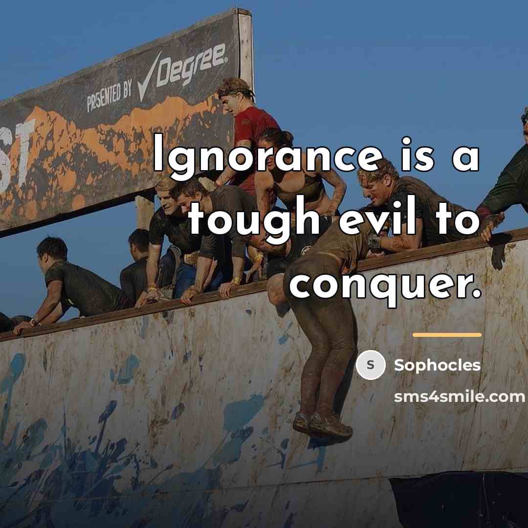 “Ignorance is a tough evil to conquer.…” quote by Sophocles