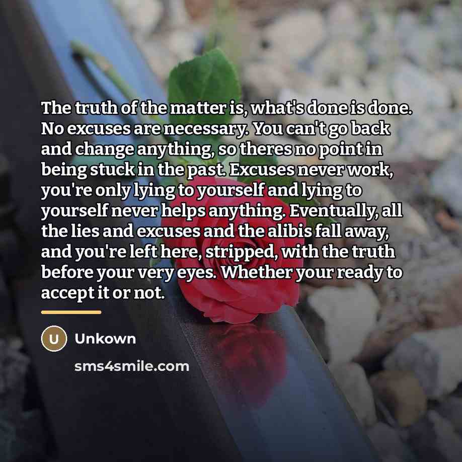 “The truth of the matter is, what's done is done.…” quote by Unkown