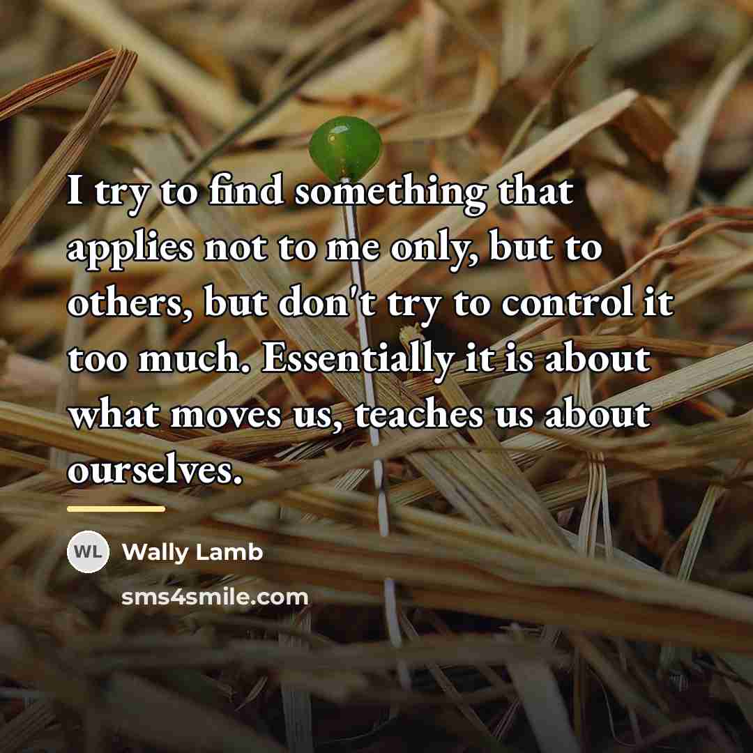 “I try to find something that applies not to me…” quote by Wally Lamb