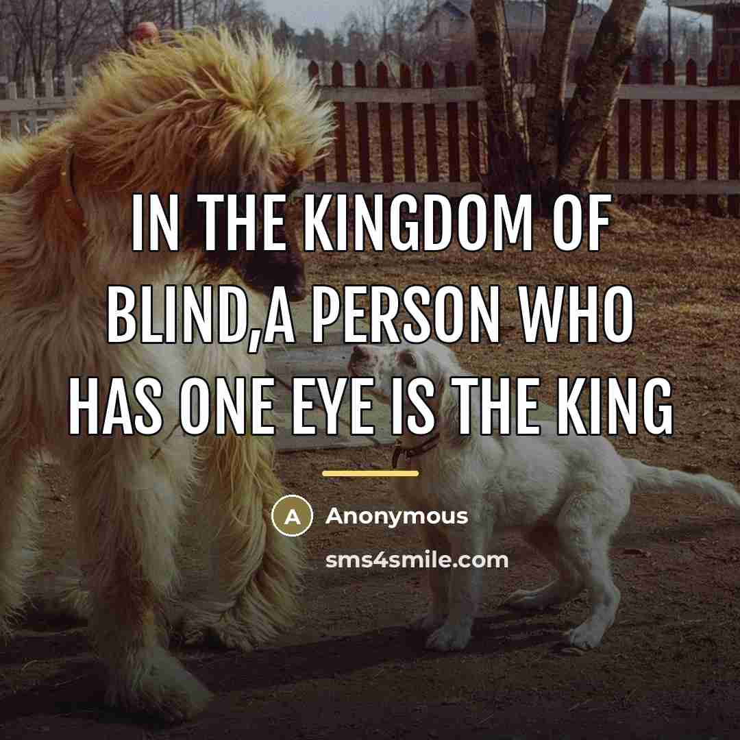 “In the kingdom of blind,a person who has one eye…” quote by Anonymous